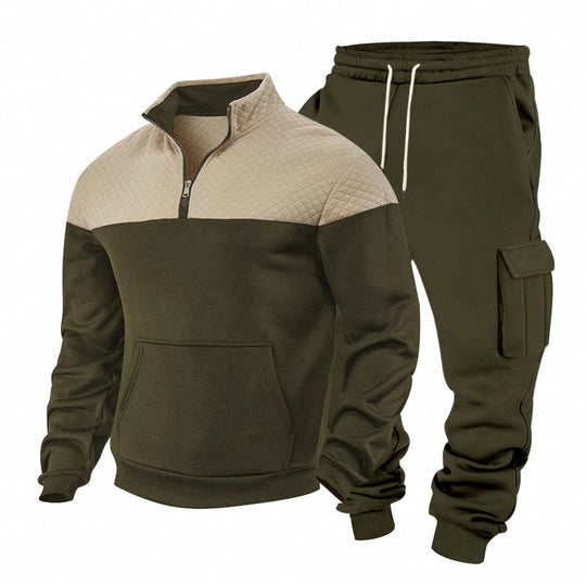 Herren Freizeit-Trainingsanzug mit Steppkragen und Cargo-Jogger Shop Nory