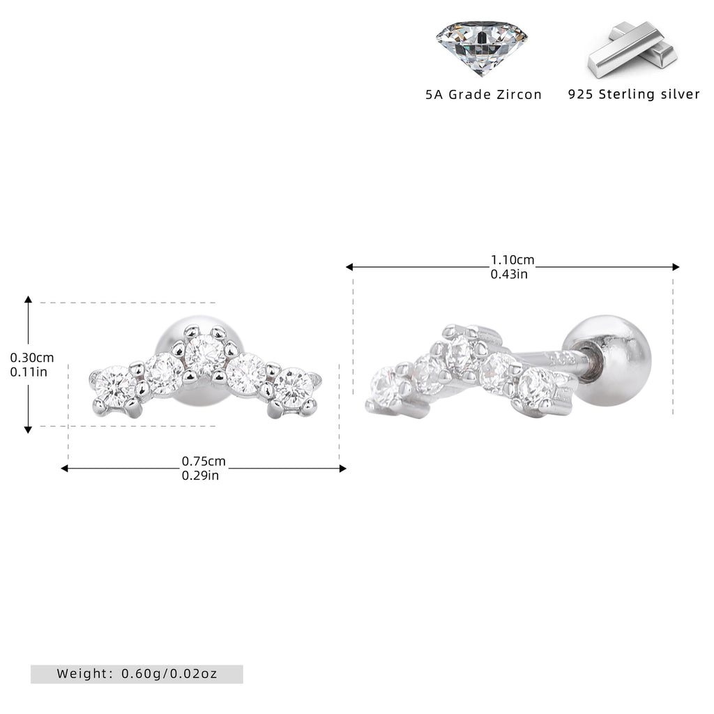 Damen Ohrstecker mit funkelnden Zirkon-Akzenten aus 925 Sterlingsilber Shop Nory