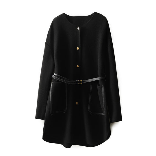 Damen Lässiger und eleganter Wollmantel mit Gürtel Shop Nory