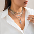 Damen mehrlagige Ketten-Halskette mit Anhängermotiven Shop Nory