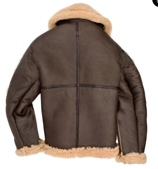 Herren Lammfelljacke mit Taschen und robustem Material
