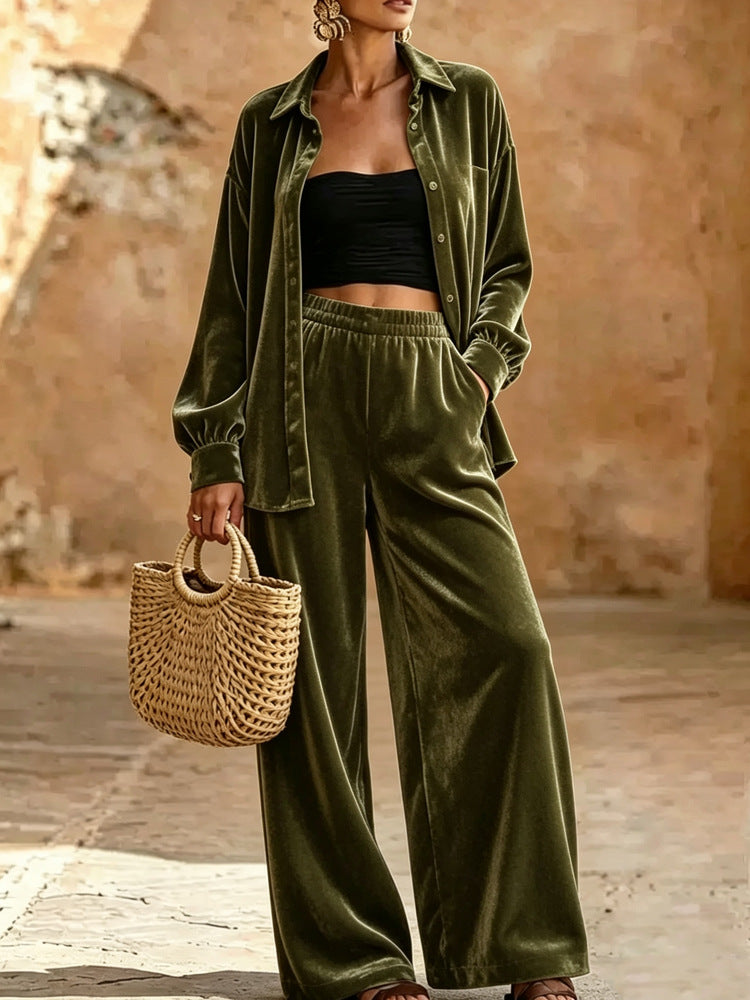 Damen Glamouröser Velours Zweiteiler Shop Nory