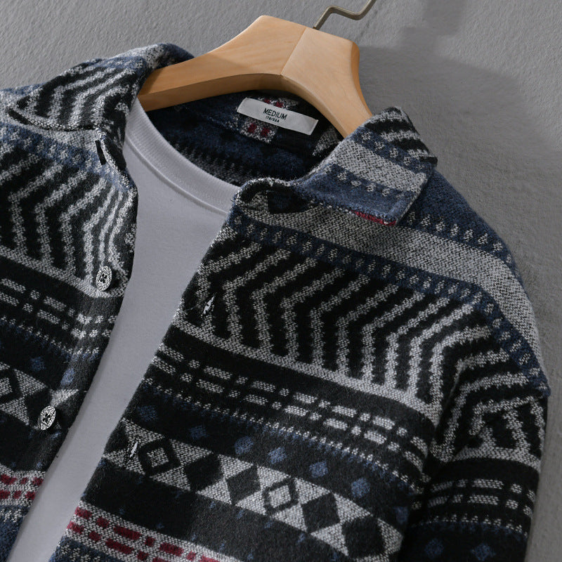 Herren Gestricktes Hemd-Overshirt im geometrischen Muster Shop Nory