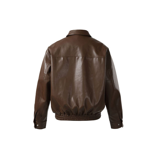 Unisex Kurz geschnittene Kunstleder‑Bomberjacke mit kastigem Boxy‑Schnitt Shop Nory