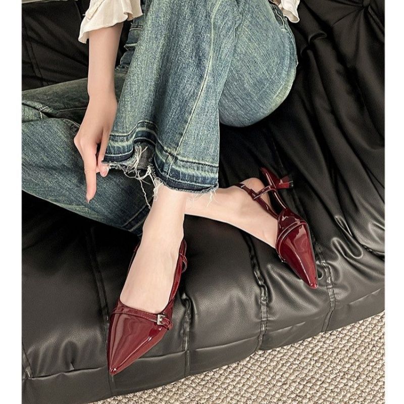 Damen spitze Slingback Ballerinas mit eleganter Schnalle