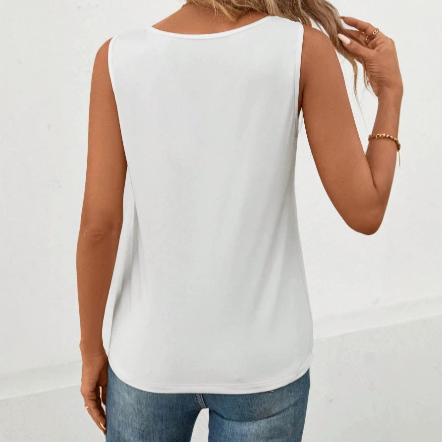 Damen ärmelloses Oberteil aus leichtem Jersey mit quadratischem Ausschnitt Shopnory