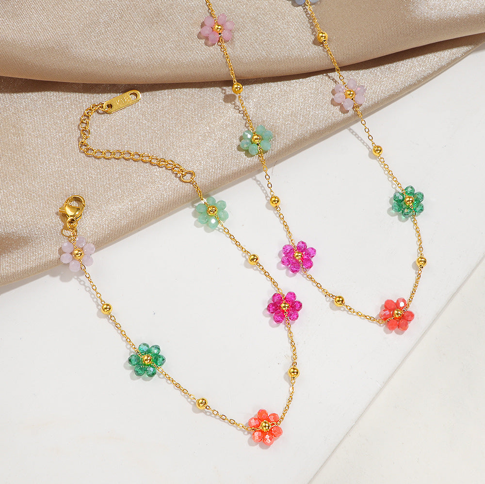 Damen Floral Charm Perlen Halskette Shop Nory