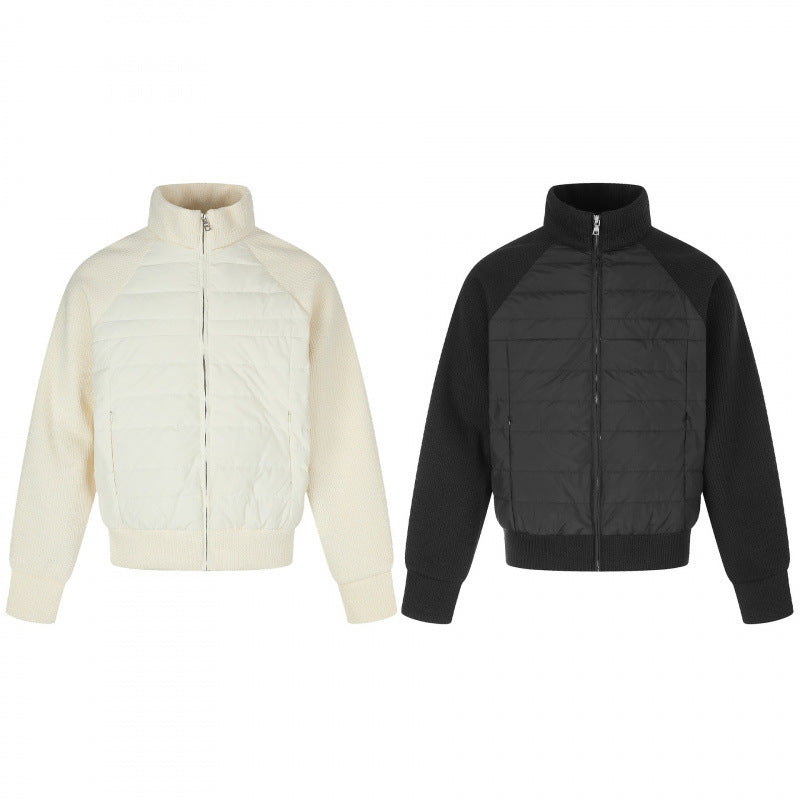 Damen Hybrid-Steppjacke mit gesteppter Front, Grobstrickärmeln und hohem Stehkragen Shop Nory