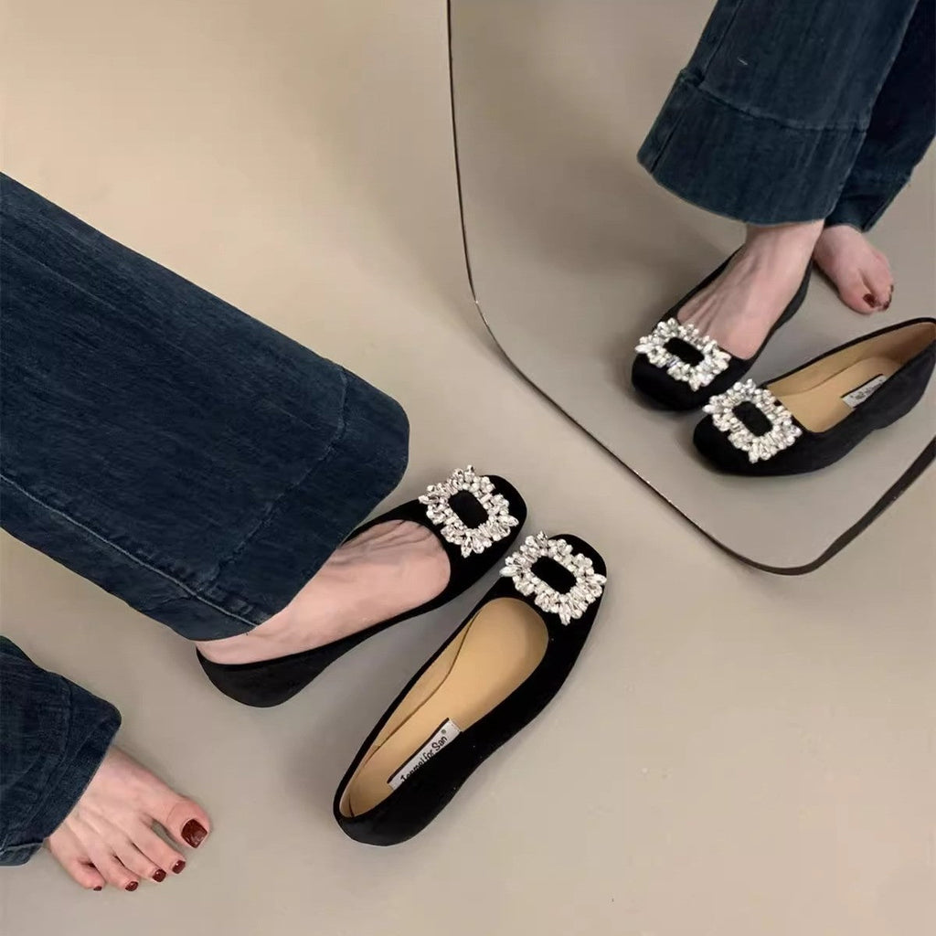 Damen raffinierte Ballerinas mit funkelndem Schmuckdetail und flexiblem Fußbett
