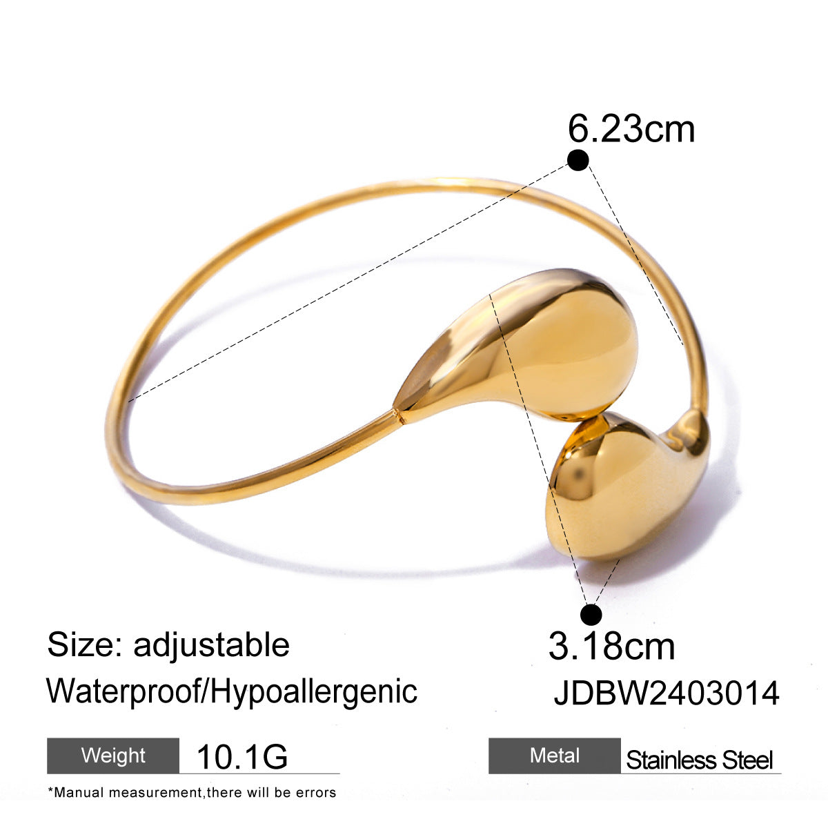 Damen Offenes Armband mit eleganten geschwungenen Designs aus hypoallergenem Edelstahl Shop Nory