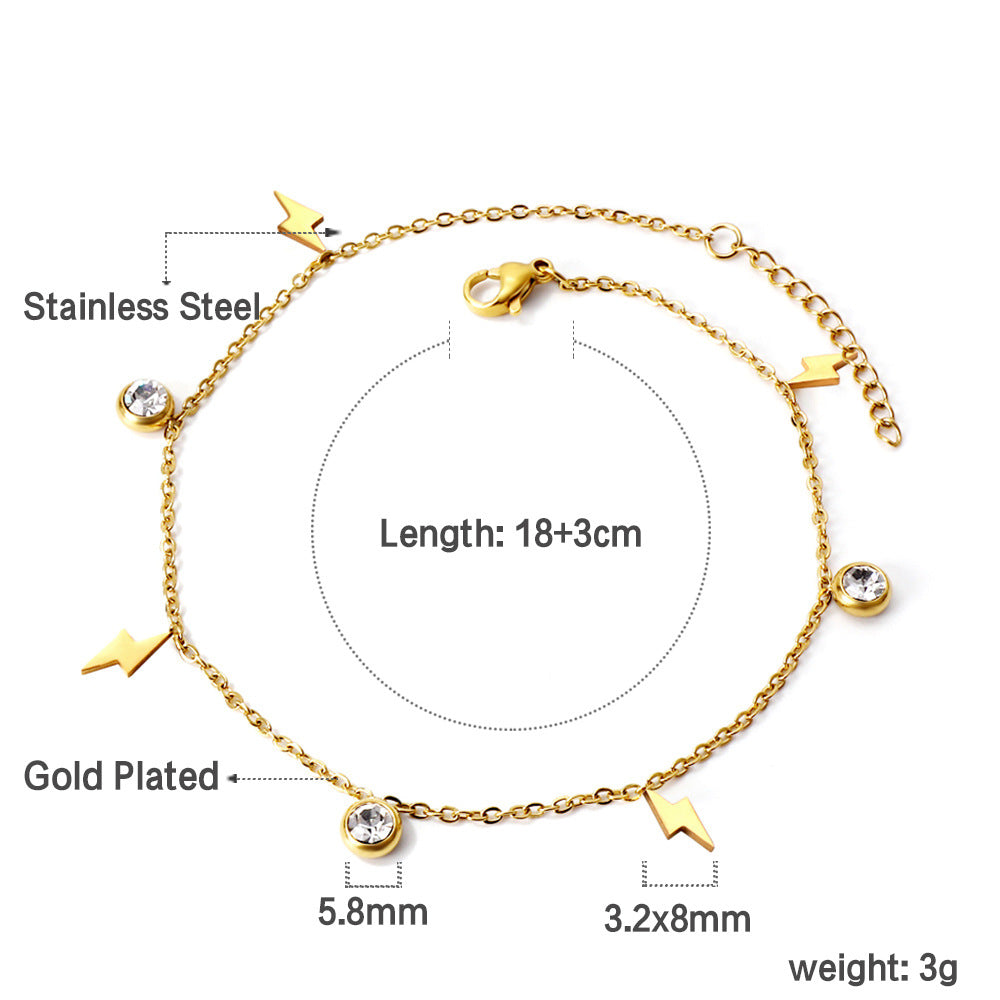 Damen zartes, goldplattiertes Armband mit funkelnden Zirkonia und herzförmigen Anhängern Shop Nory