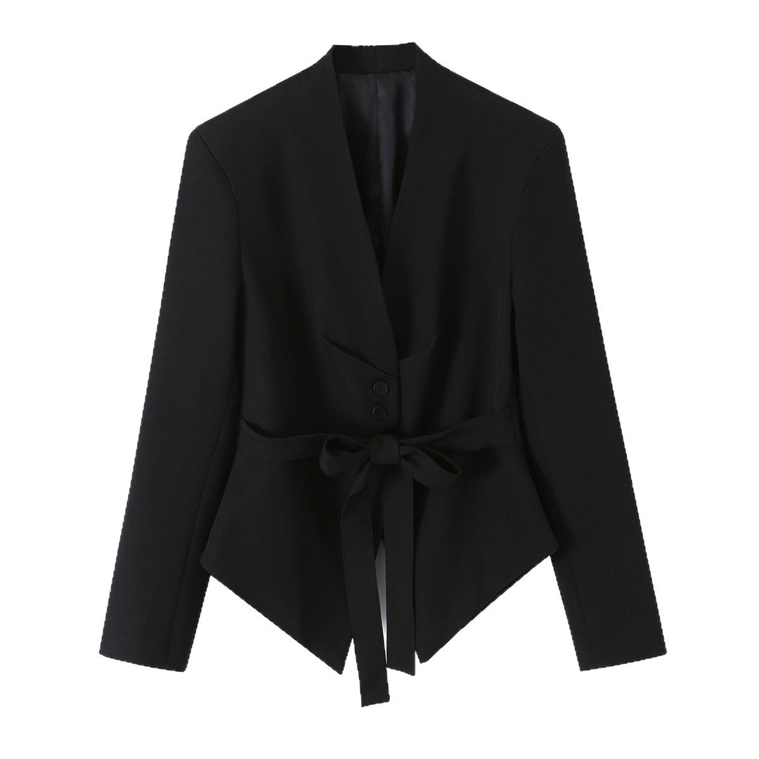 Damen Taillierter Blazer mit Bindegürtel und asymmetrischem Zipfelsaum Shop Nory
