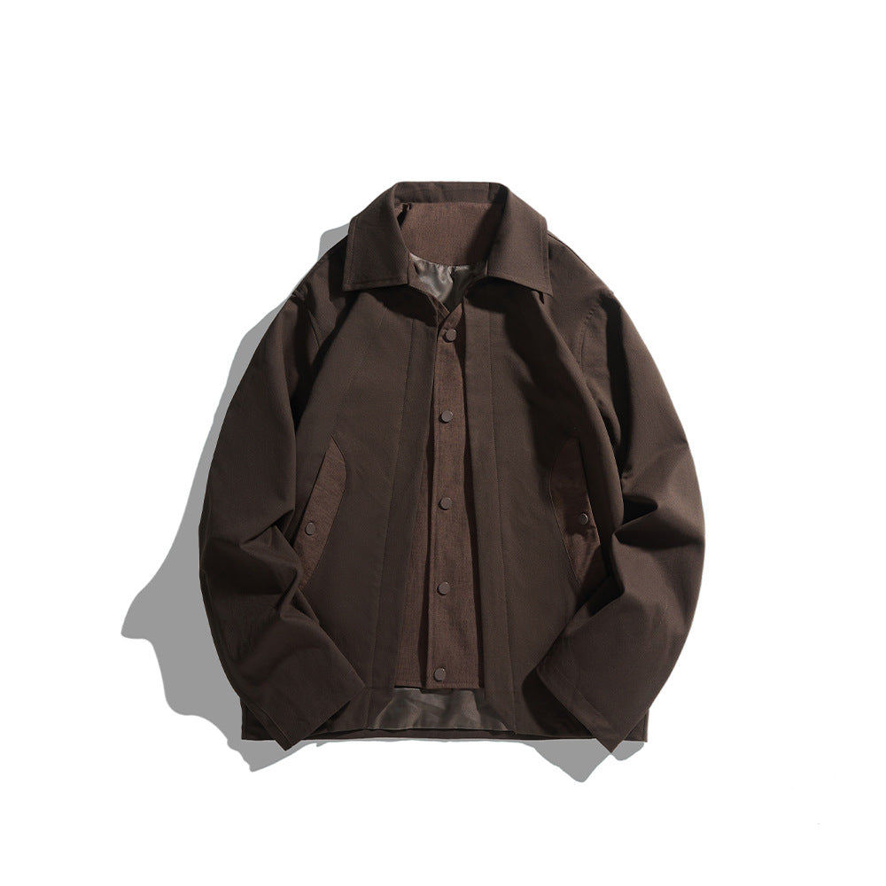Herren leichte Freizeitjacke mit Hemdkragen, Druckknopfleiste und verdeckten Nahttaschen Shop Nory