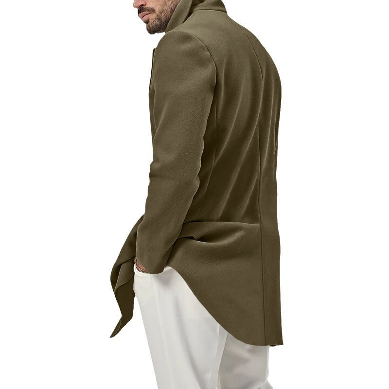 Herren Kurzmantel im Marine-Stil aus Wollmischung mit doppelter Knopfleiste und großem Revers Shop Nory