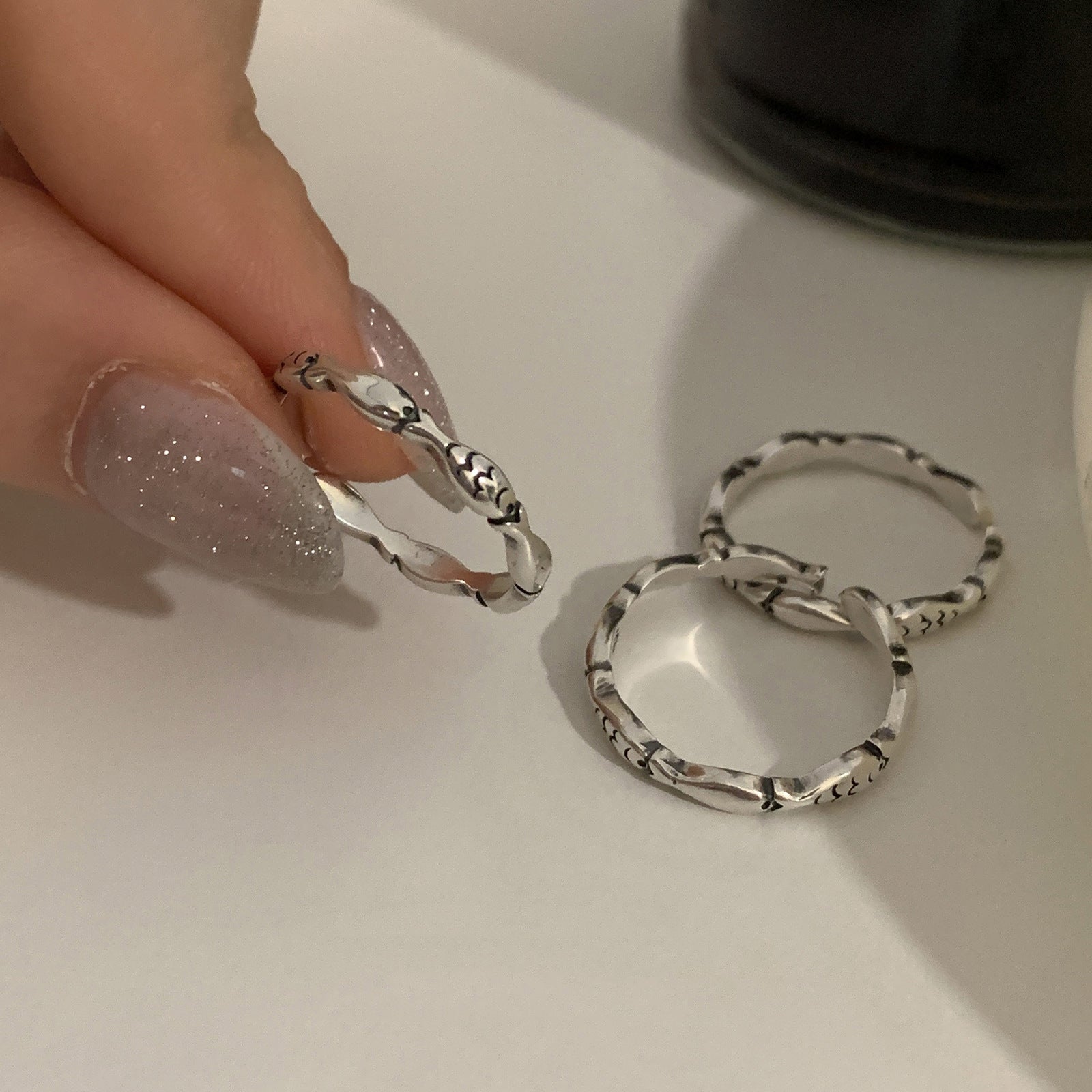 Damen Verzierte Silberring Shop Nory