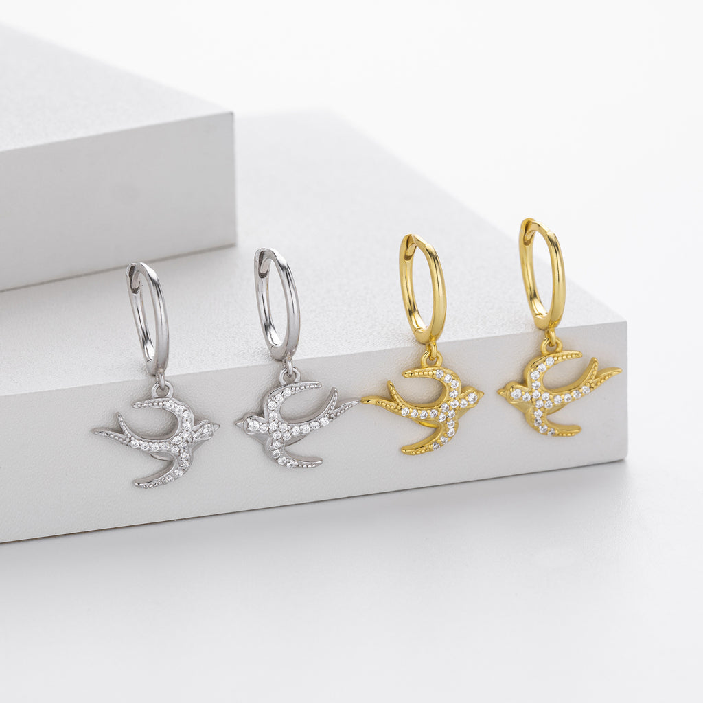 Damen Ohrhänger mit elegantem Schwalbenmotiv aus 925 Sterling Silber Shop Nory