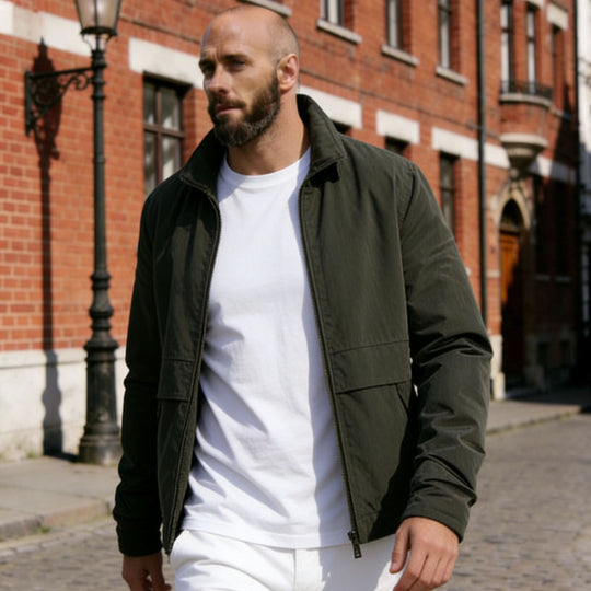 Herren Leichte Utility-Blousonjacke mit Hemdkragen und aufgesetzten Pattentaschen Shop Nory
