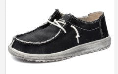 Herren nan lässiger Mokassin-Sneaker aus Jeansstoff mit elastischer Tau-Schnürung und gepolsterter Komfortsohle