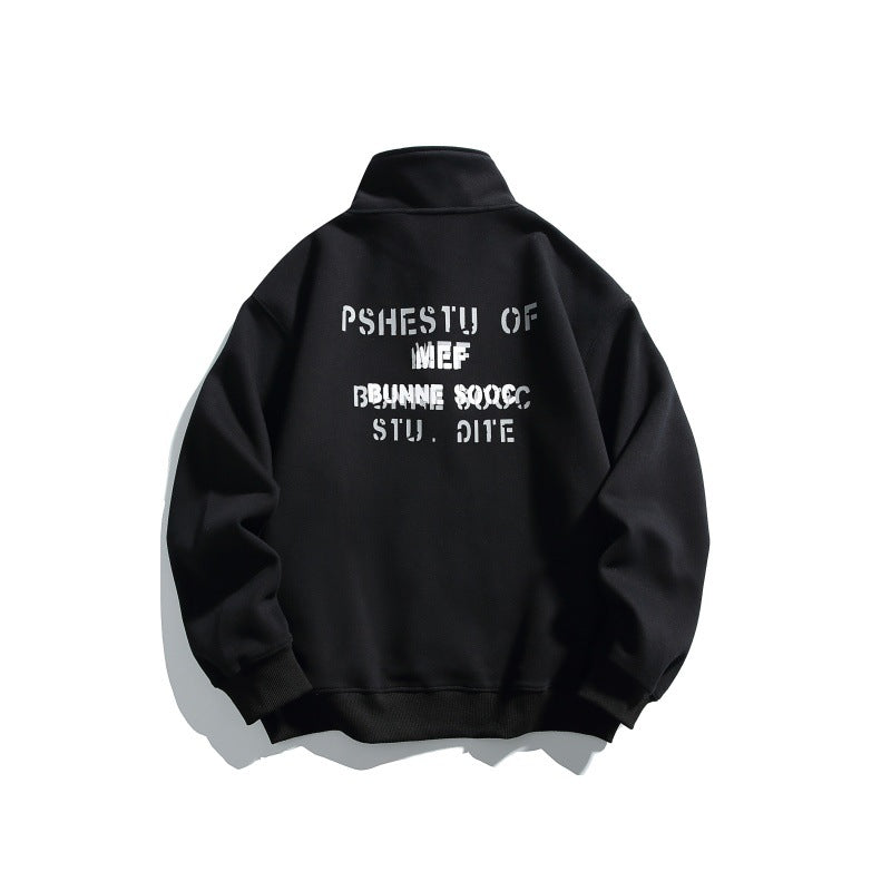 Unisex Casual-Polo-Sweatshirt mit kurzem Druckknopfverschluss und geripptem Saum Shop Nory