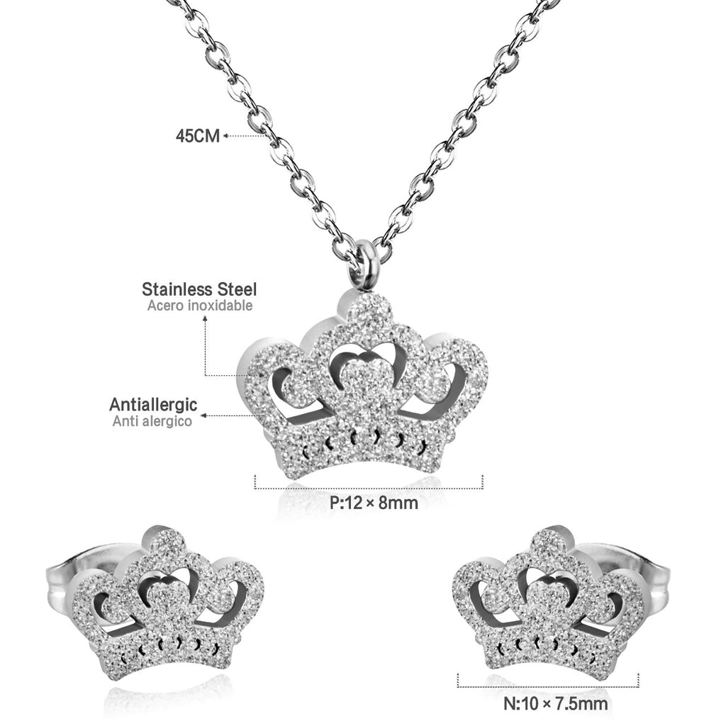 Damen Schmuckset mit Krone-Anhänger und Ohrsteckern Shop Nory