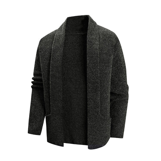 Herren offener Strickmantel mit weitem Fallendem Schalkragen und aufgesetzten Eingrifftaschen Shop Nory