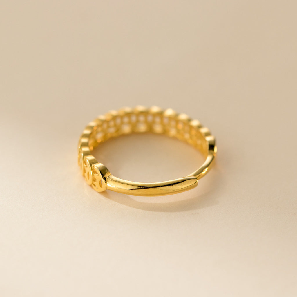 Damen eleganter filigraner Ring mit strukturiertem Muster Shop Nory