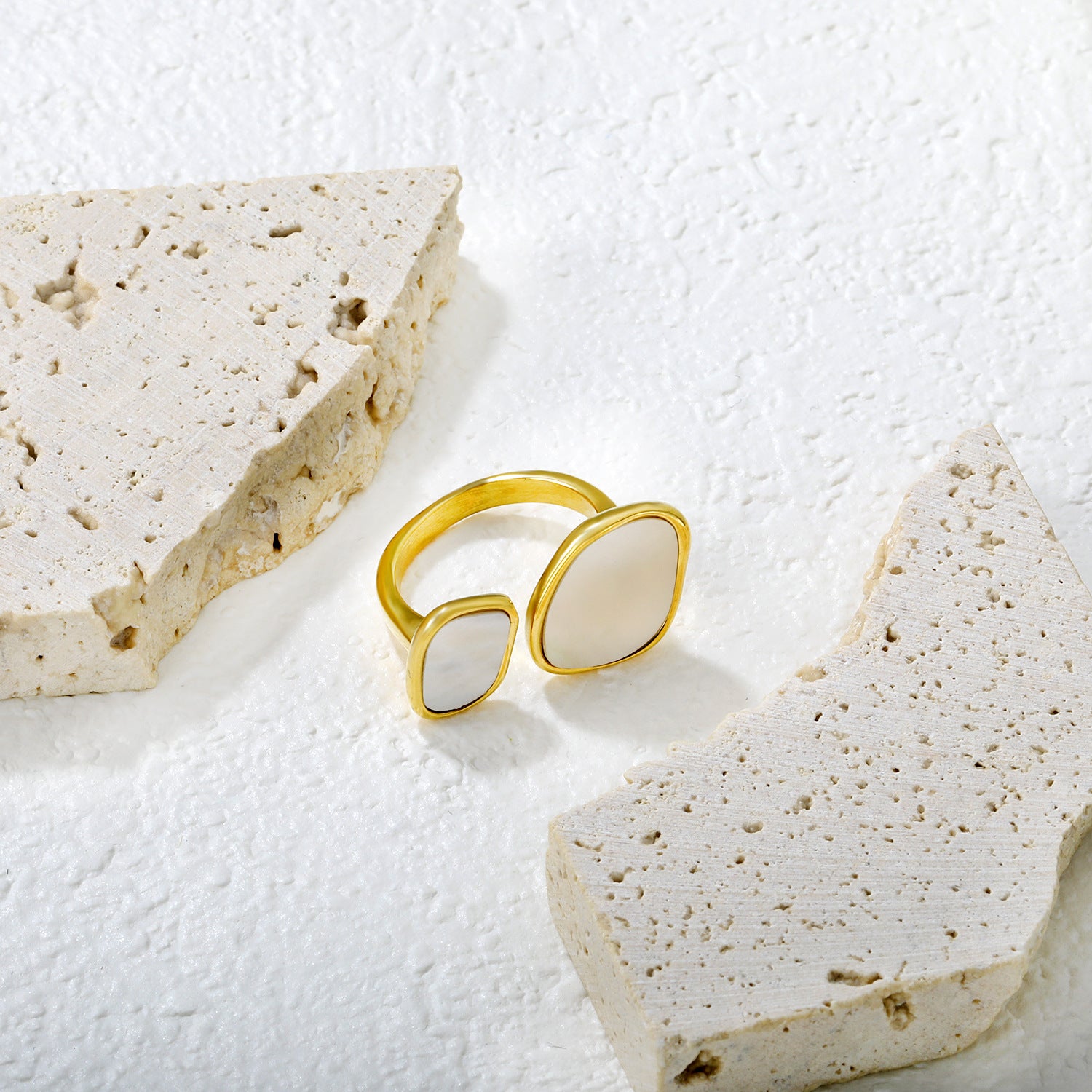 Damen Ring mit modernem, anpassbarem Design und klassischen Muschelinlays Shop Nory
