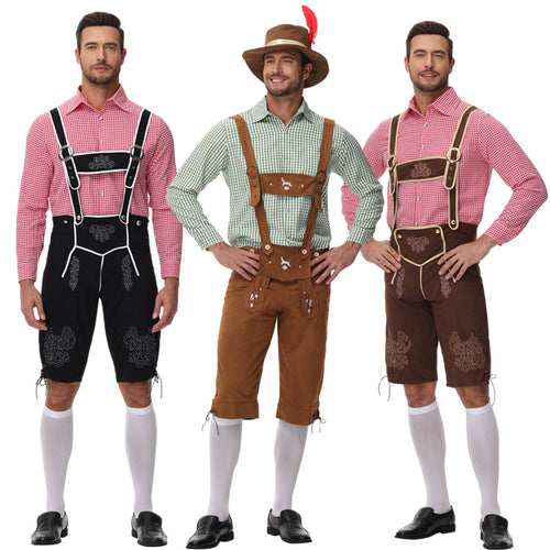 Herren nan traditionelle Trachtenlederhose mit Hosenträgern und Stickereien Shop Nory