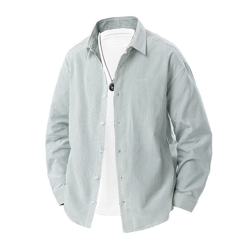 Herren gestreiftes Overshirt-Hemd mit lockerer Passform und Kentkragen Shop Nory