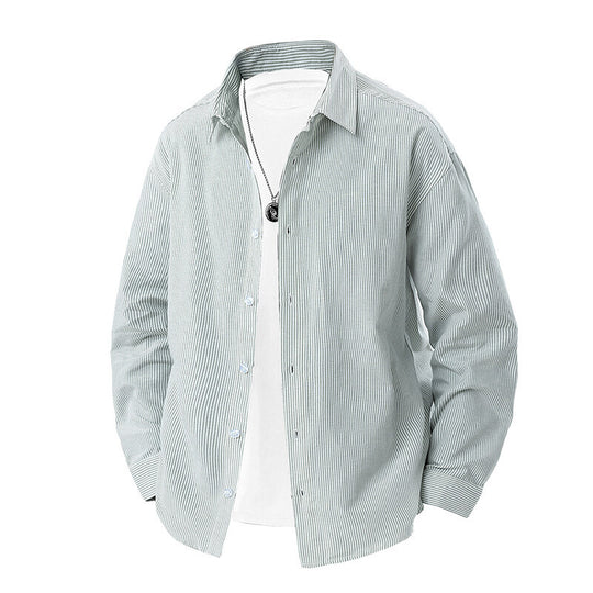 Herren gestreiftes Overshirt-Hemd mit lockerer Passform und Kentkragen Shop Nory