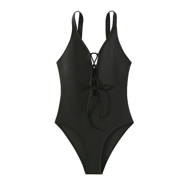 Damen Einteiler Badeanzug mit raffiniertem Schnürdetail