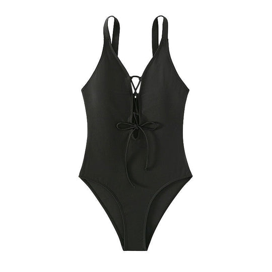 Damen Einteiler Badeanzug mit raffiniertem Schnürdetail