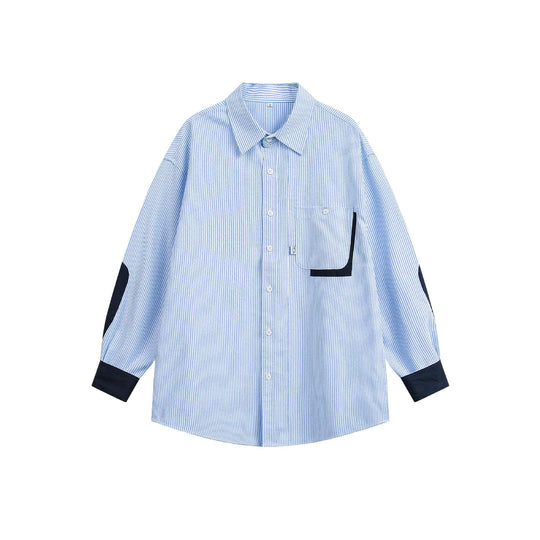 Unisex Weites Streifen-Hemd im Hemdjackenstil mit Kontrastdetails Shop Nory