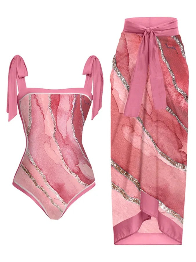 Damen Bademode-Set mit stilvollem Wickelrock Shopnory
