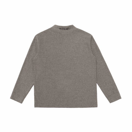 Unisex Feinstrukturierter Mockneck-Pullover aus Baumwollmix mit dezenter Bruststickerei Shop Nory
