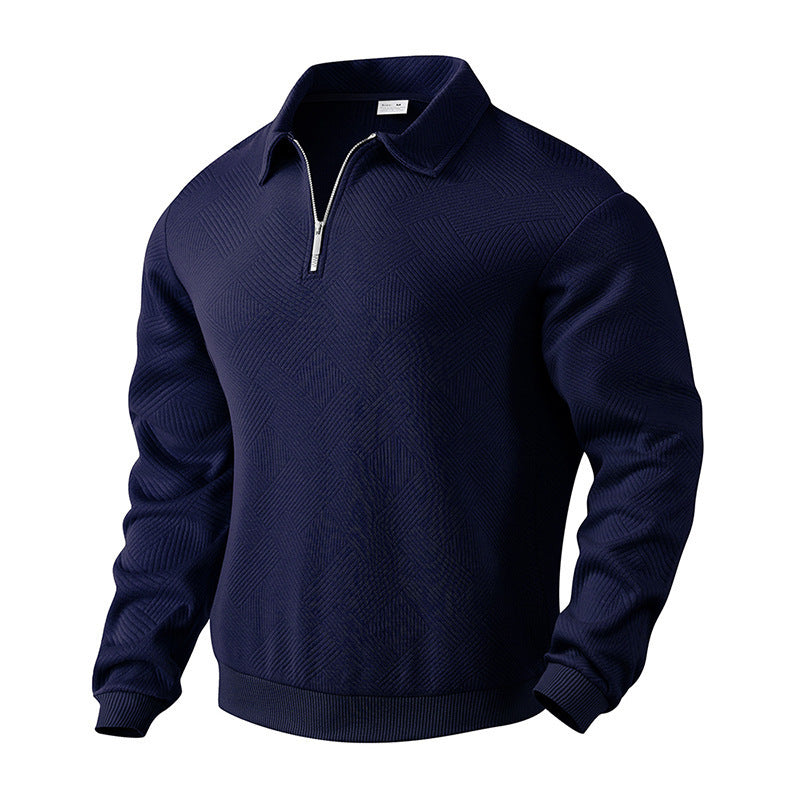 Herren nan strukturierter Troyer-Pullover mit Reißverschluss und Hemdkragen Shop Nory