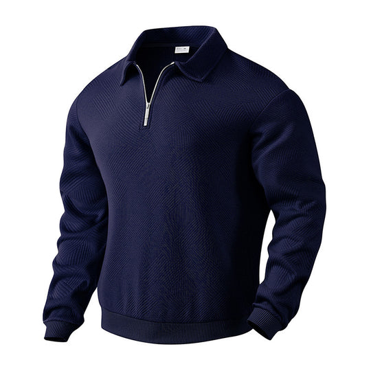 Herren nan strukturierter Troyer-Pullover mit Reißverschluss und Hemdkragen Shop Nory