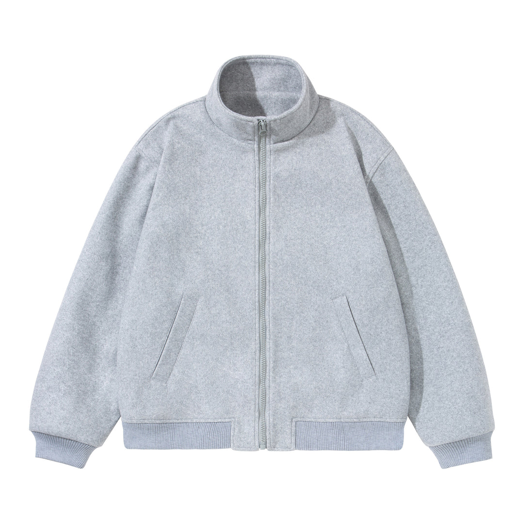 Unisex Kurz geschnittener kastiger Wollmix Blouson mit Stehkragen Shop Nory