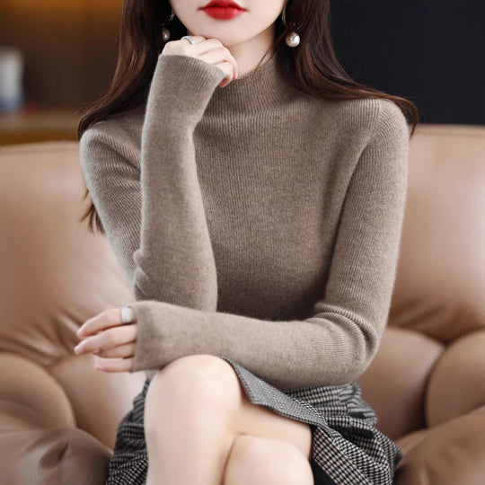 Damen Schmal geschnittener Mockneck-Pullover aus kaschmirähnlichem Feinstrick Shop Nory
