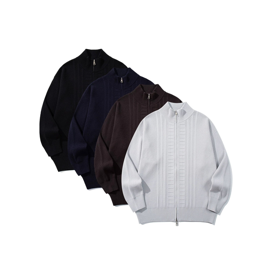 Herren Grobstrick-Zipjacke mit Stehkragen und beidseitig öffnendem Reißverschluss Shop Nory
