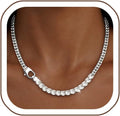 Damen Halskette mit schimmernden Zirkonia und robustem Gliederketten-Design Shop Nory