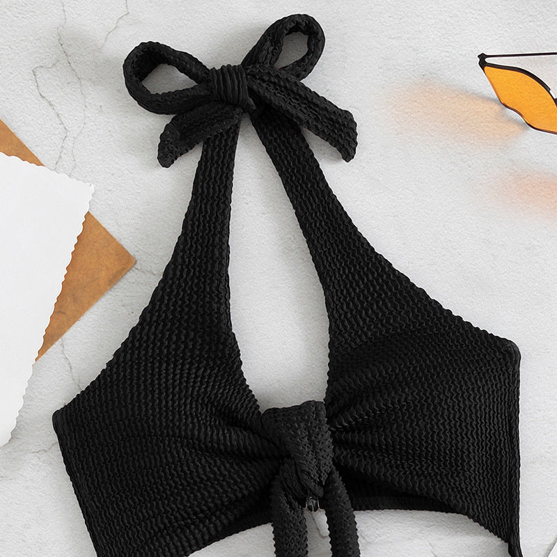 Damen Einteiler Badeanzug mit Knotendesign und Cut-Out-Details Shopnory