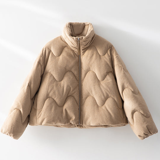 Damen Kurze gesteppte Jacke mit Wellensteppung, hohem Stehkragen und Boxy-Silhouette Shop Nory
