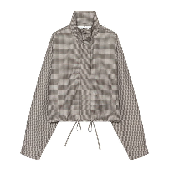 Damen Kurzgeschnittene Oversize-Windjacke mit Stehkragen und Tunnelzug Shop Nory