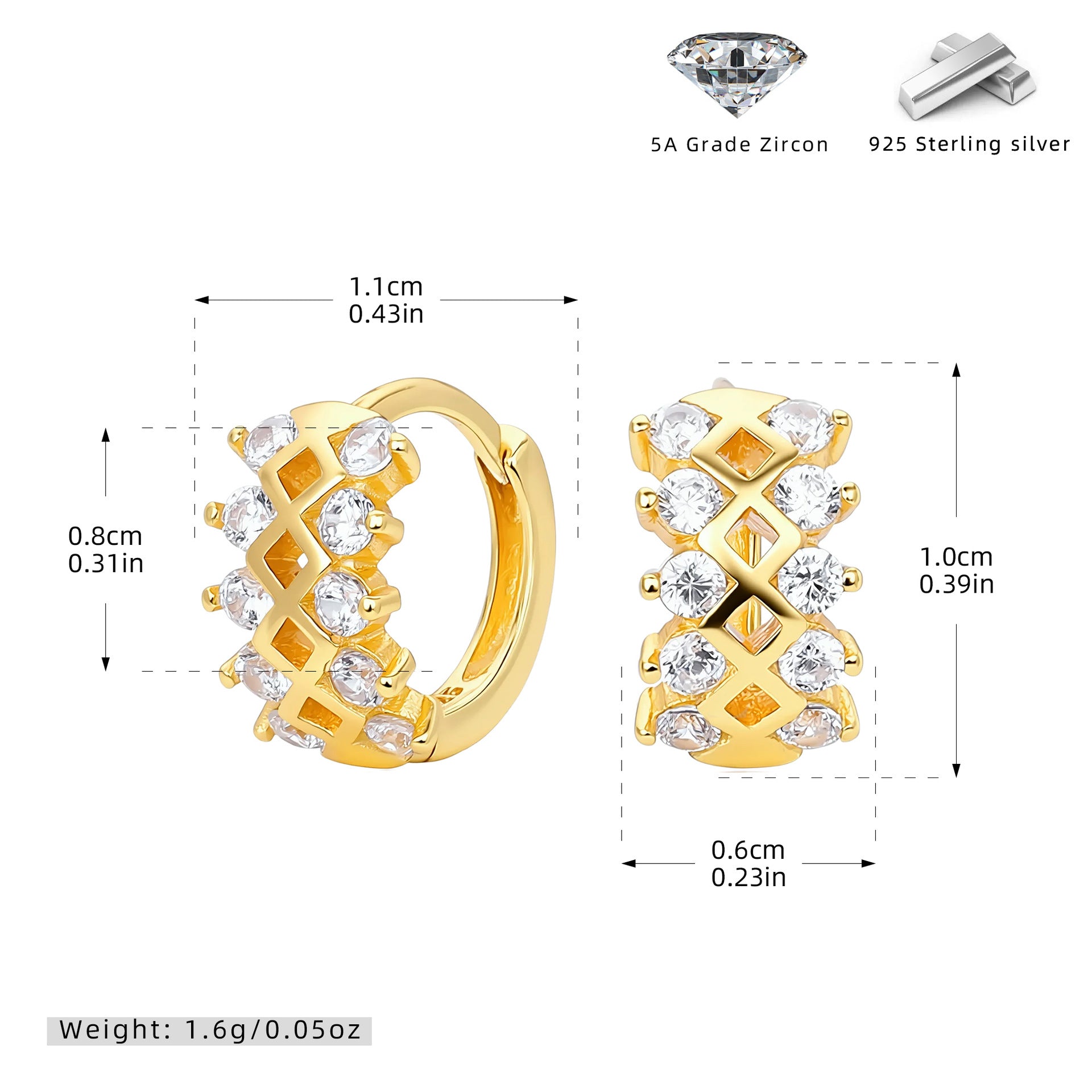 Damen Ohrringe mit elegantem Zirkonbesatz und hochwertigem 925 Sterlingsilber Shop Nory