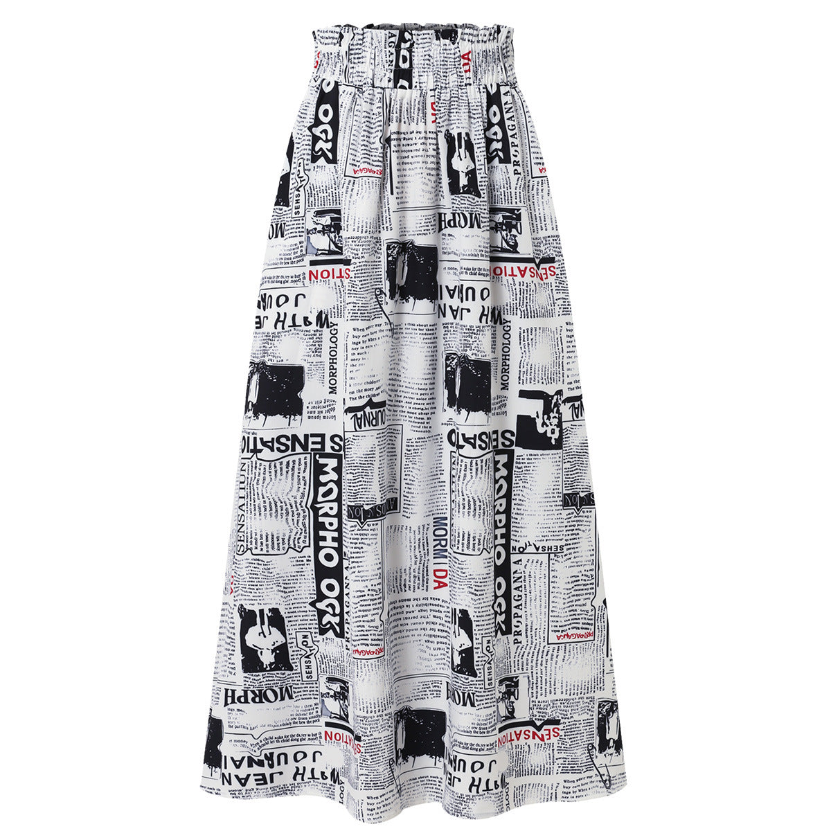 Damen Maxirock mit innovativem Zeitungsdruck Shopnory