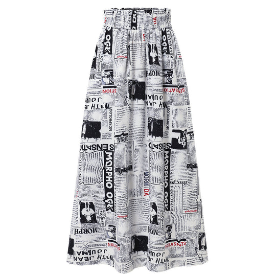Damen Maxirock mit innovativem Zeitungsdruck Shopnory