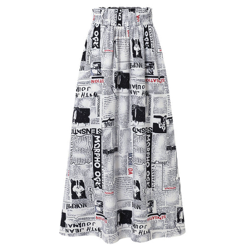 Damen Maxirock mit innovativem Zeitungsdruck Shopnory