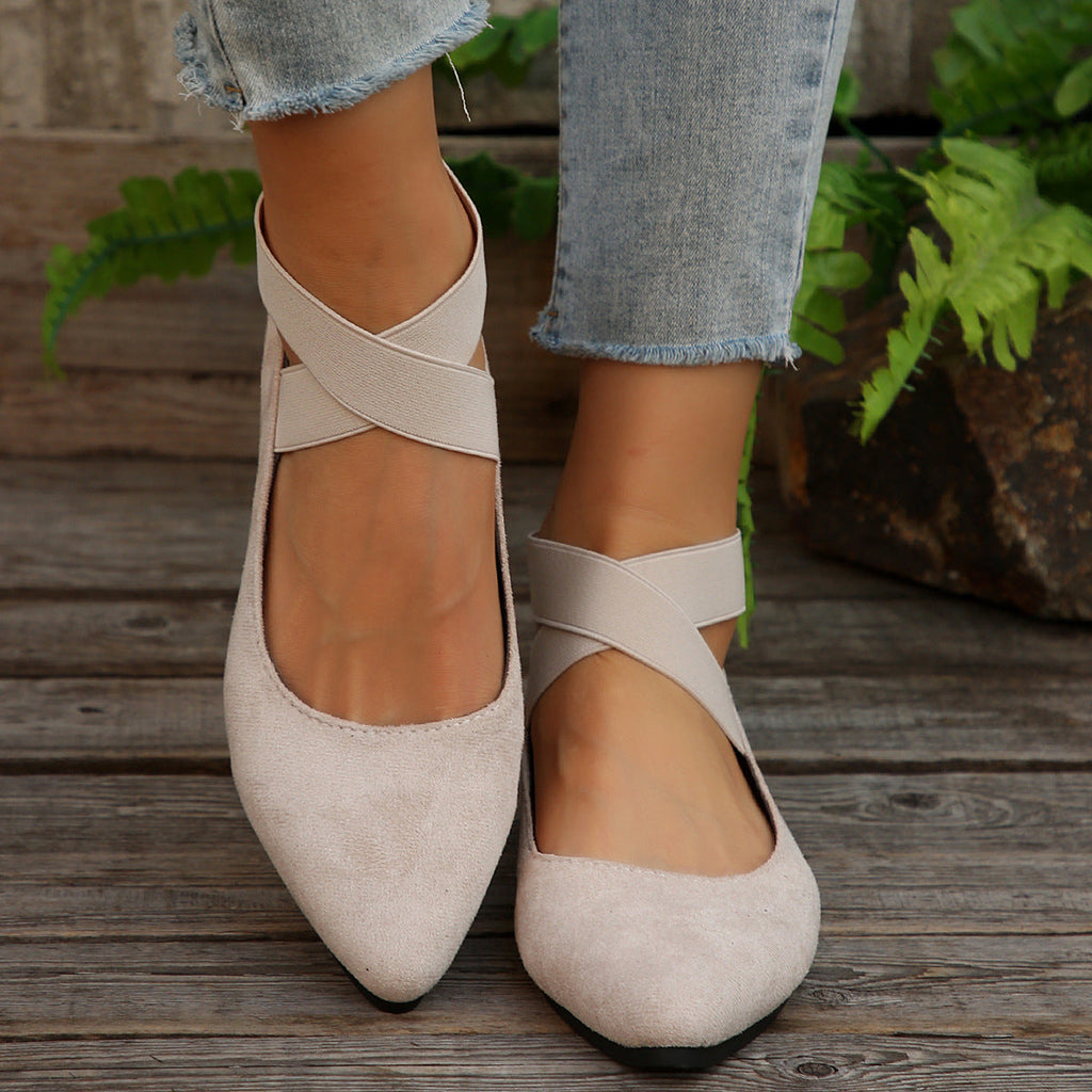 Damen Bequeme Ballerinas mit elastischem Riemchen und modischem Design
