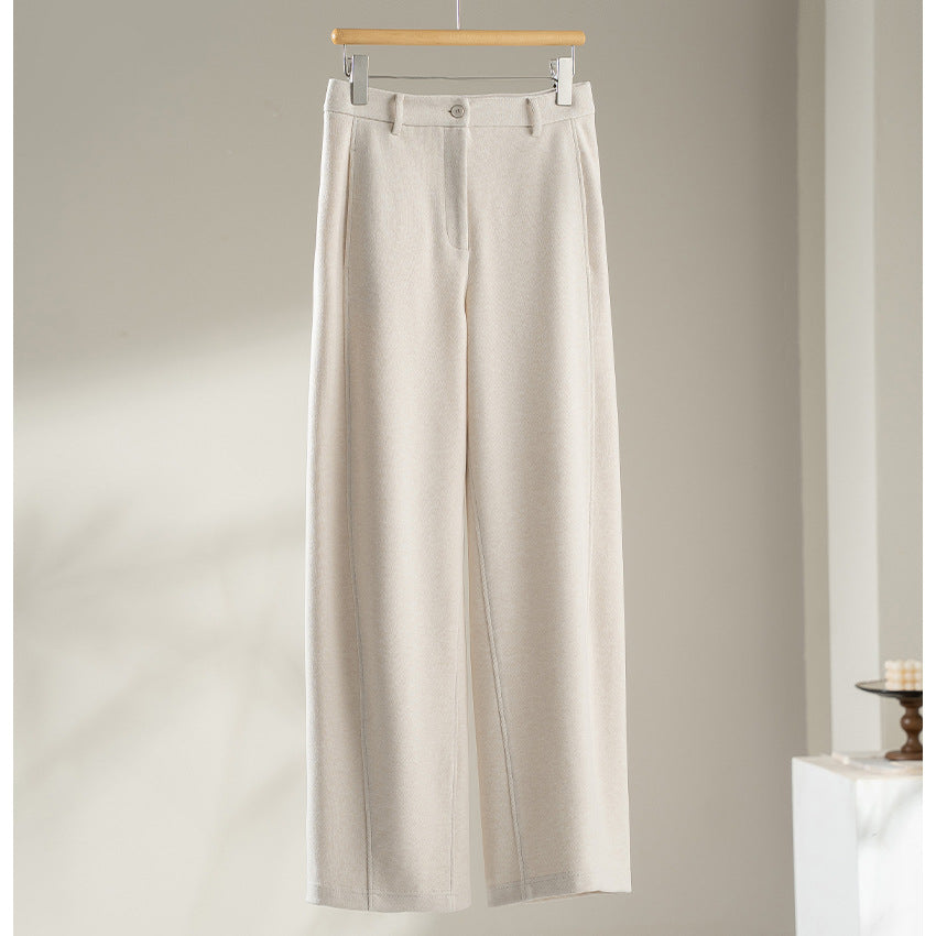 Damen Elegante High‑Waist Palazzo-Stoffhose mit Bügelfalte und dekorativer Mittelnaht Shop Nory